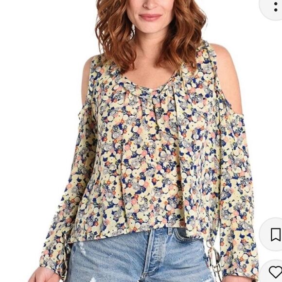 Zadig & Voltaire tea flower 100 % silk cold shoulder blouse size XS - Picture 1 of 11